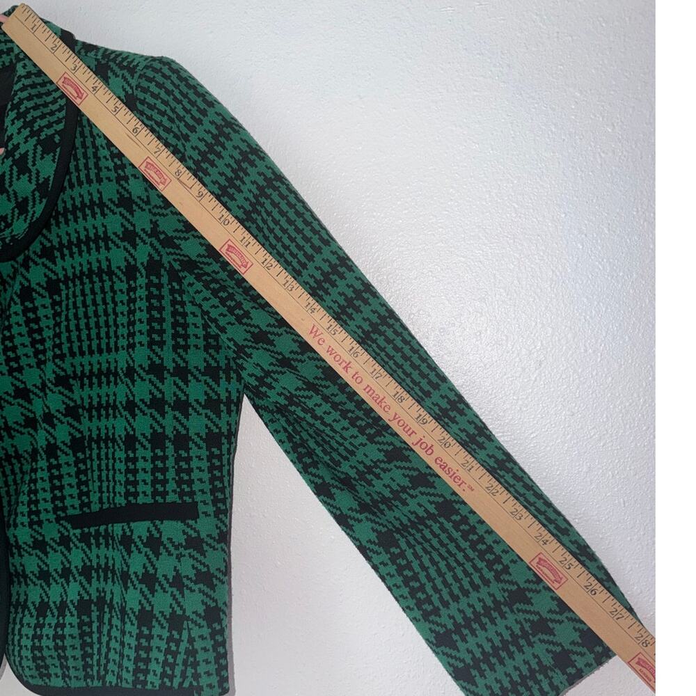 Vintage 90s Evan-Picone Green Black Houndstooth Blazer Jacket Button Up Size 14P - Picture 7 of 10